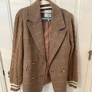 Avec Les Filles / Anthropologie Tan Herringbone Blazer